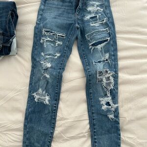 Distressed Blue Jeans